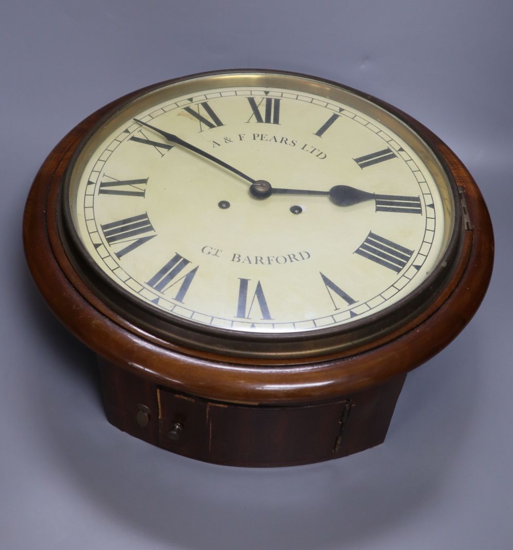 An A.F. Pears wall clock, with bell-striking movement, dial 27cm